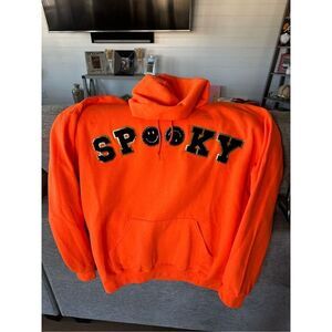 Spooky Szn Halloween‎ Hoodie Womens XL Orange Ghosts Skeleton Fall